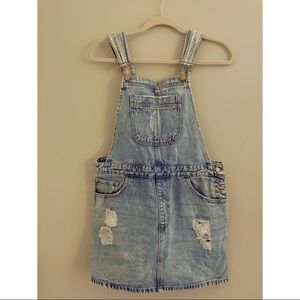 Forever 21 Distressed Overall Mini Dress